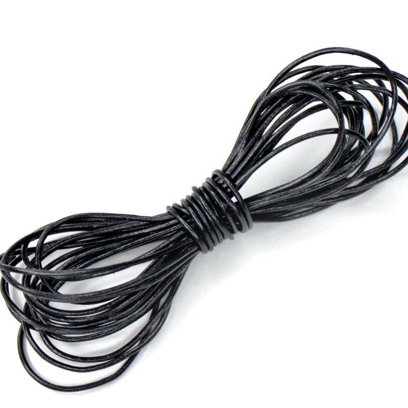 шнур кожаный, цвет черный, диаметр 1 мм