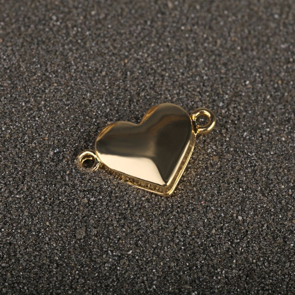 застежка магнитная "сердечко", позолота, 11x18.5x5 мм