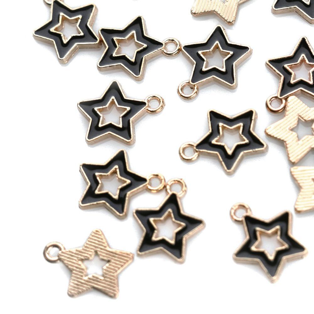 подвеска металлическая "стар", эмаль, цвет черный, 16x14x2 мм