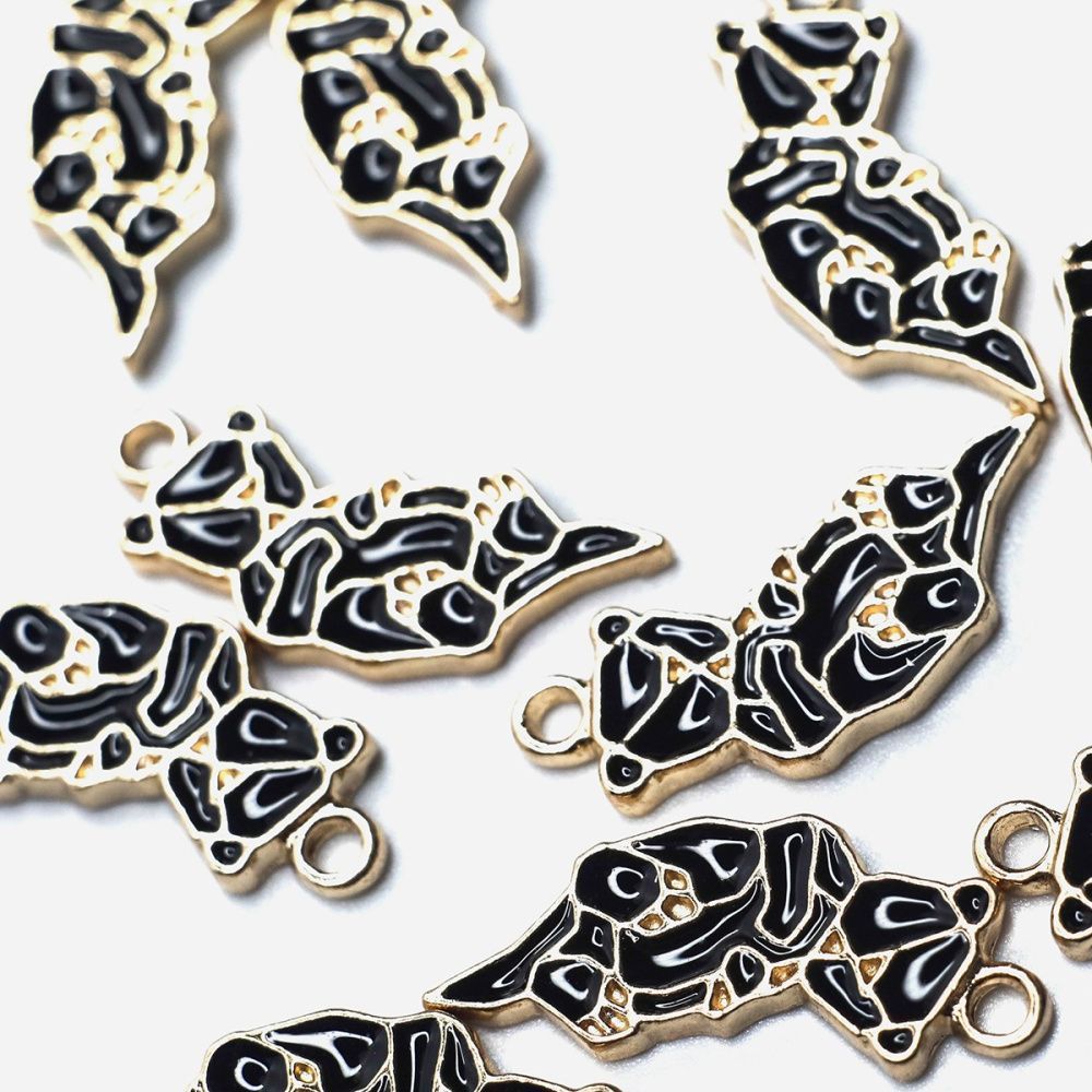 подвеска металлическая "геометрик кэт", эмаль, цвет черный, 24x10x2 мм