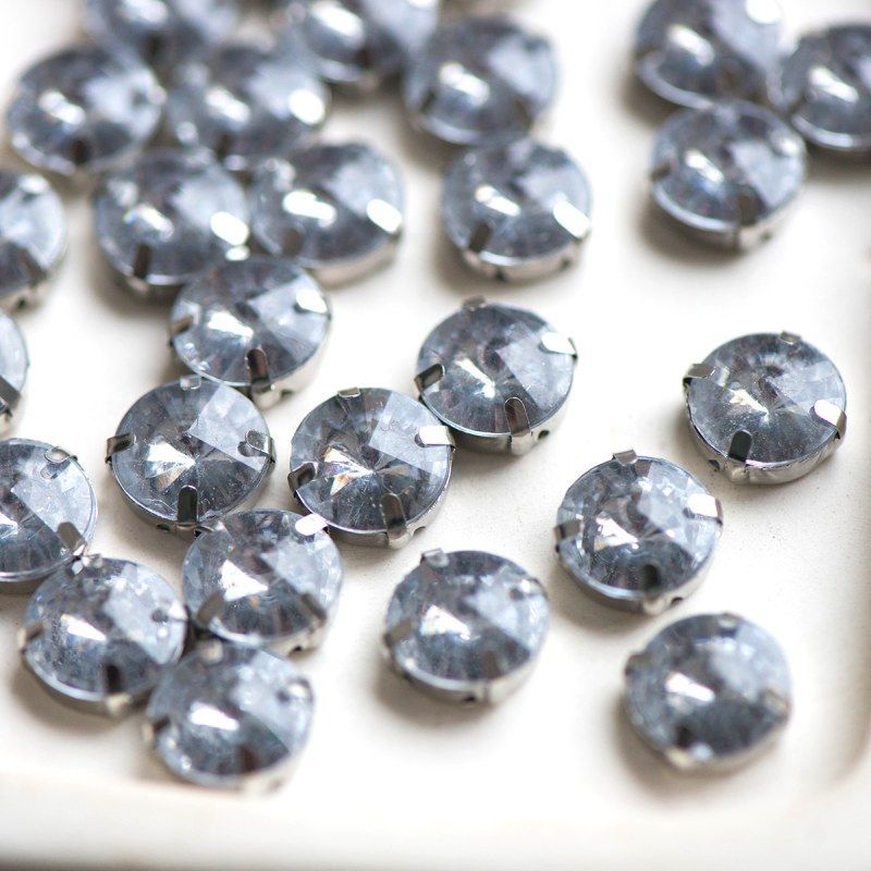 стразы в цапах платина/акрил, цвет прозрачный, 12x7 мм