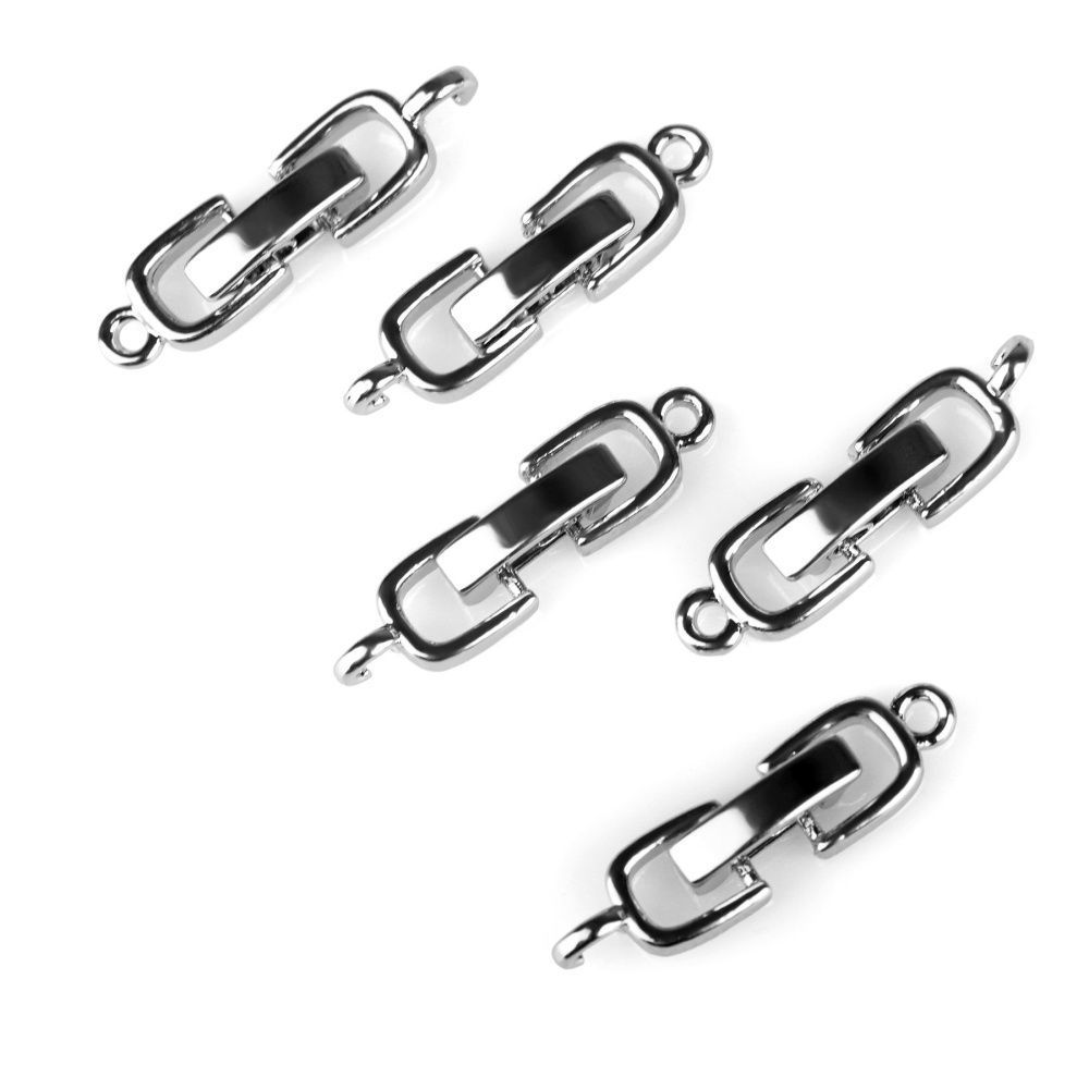 замок для украшений "стремя", покрытие платина, 22x6x4 мм