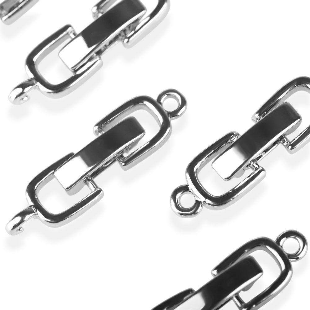 замок для украшений "стремя", покрытие платина, 22x6x4 мм