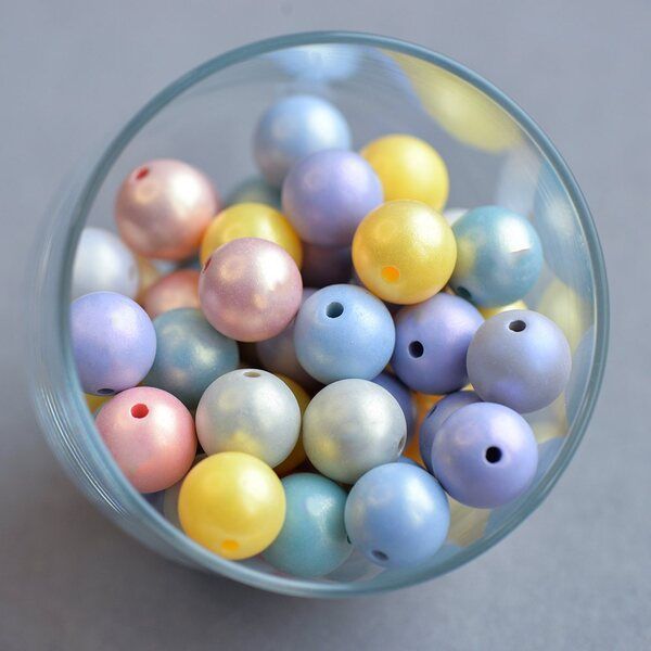 бусина, имитация жемчуга "пудра", акрил, цветовой микс, 16 мм