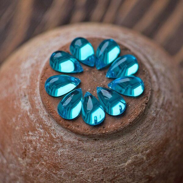 стразы пришивные "капля", акрил, цвет голубой, 15х9х6 мм