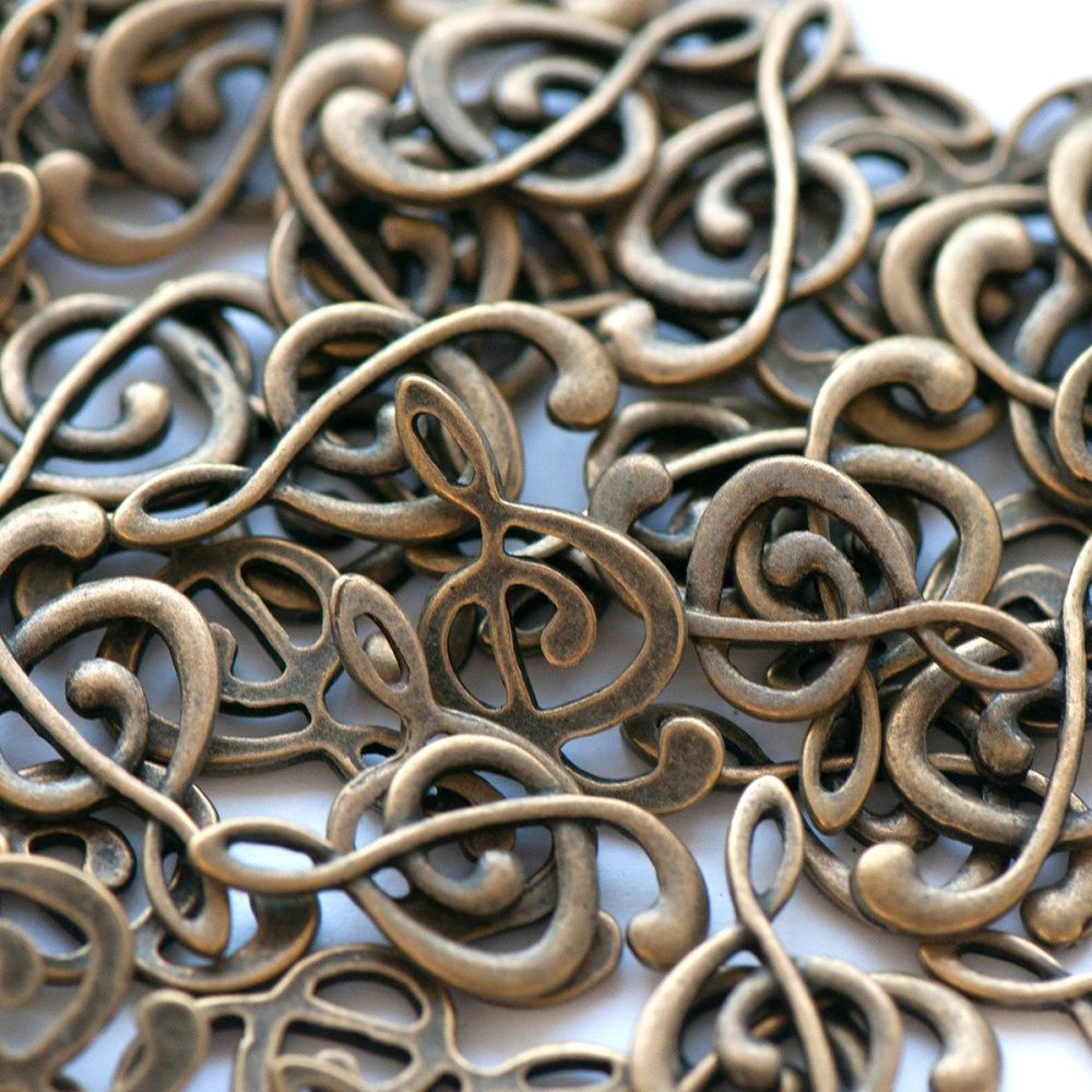 подвеска металлическая "скрипичный ключ", цвет античная бронза, 24х12х1 мм