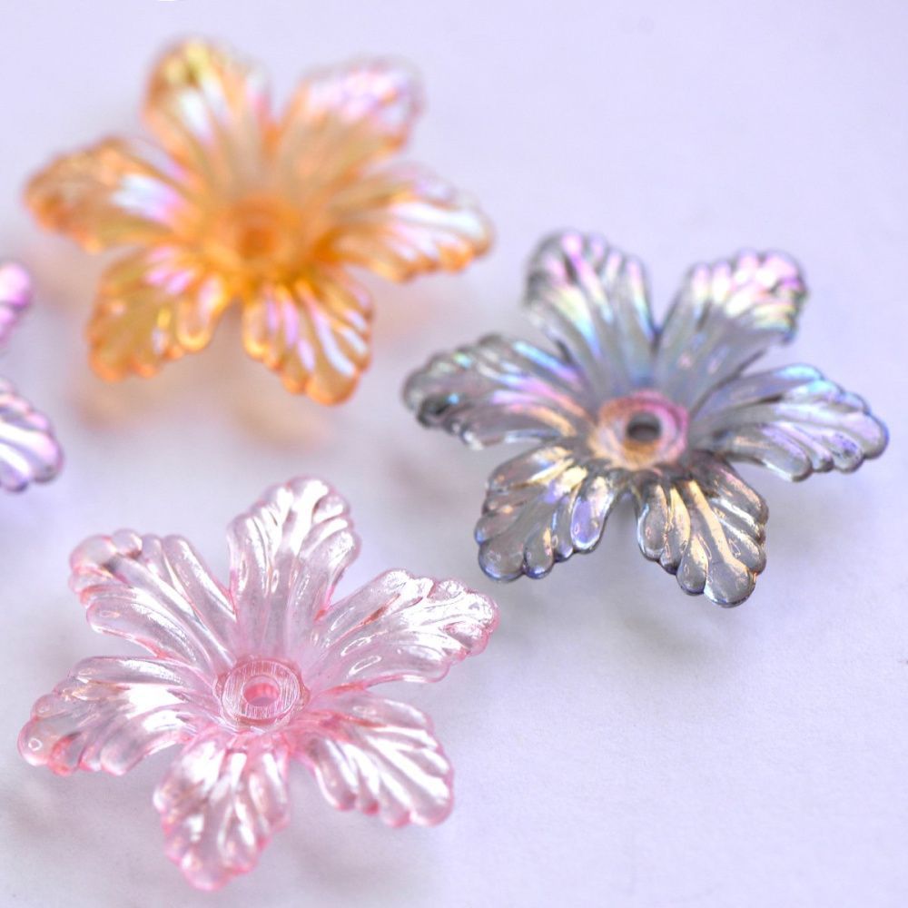 бусина, акрил "лилейник", цветовой микс радужный, 28x25x5 мм