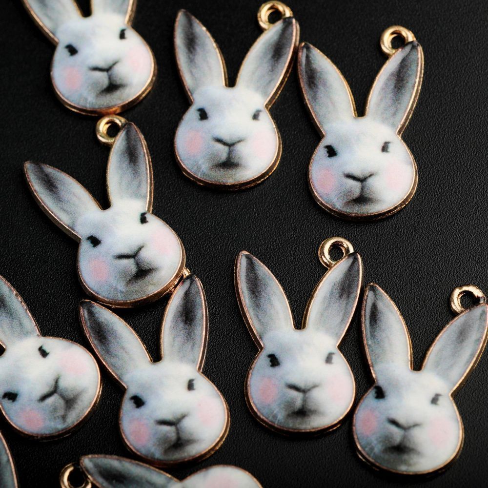 подвеска металл "кролик", эмаль, цвет серый, 19x12x2 мм