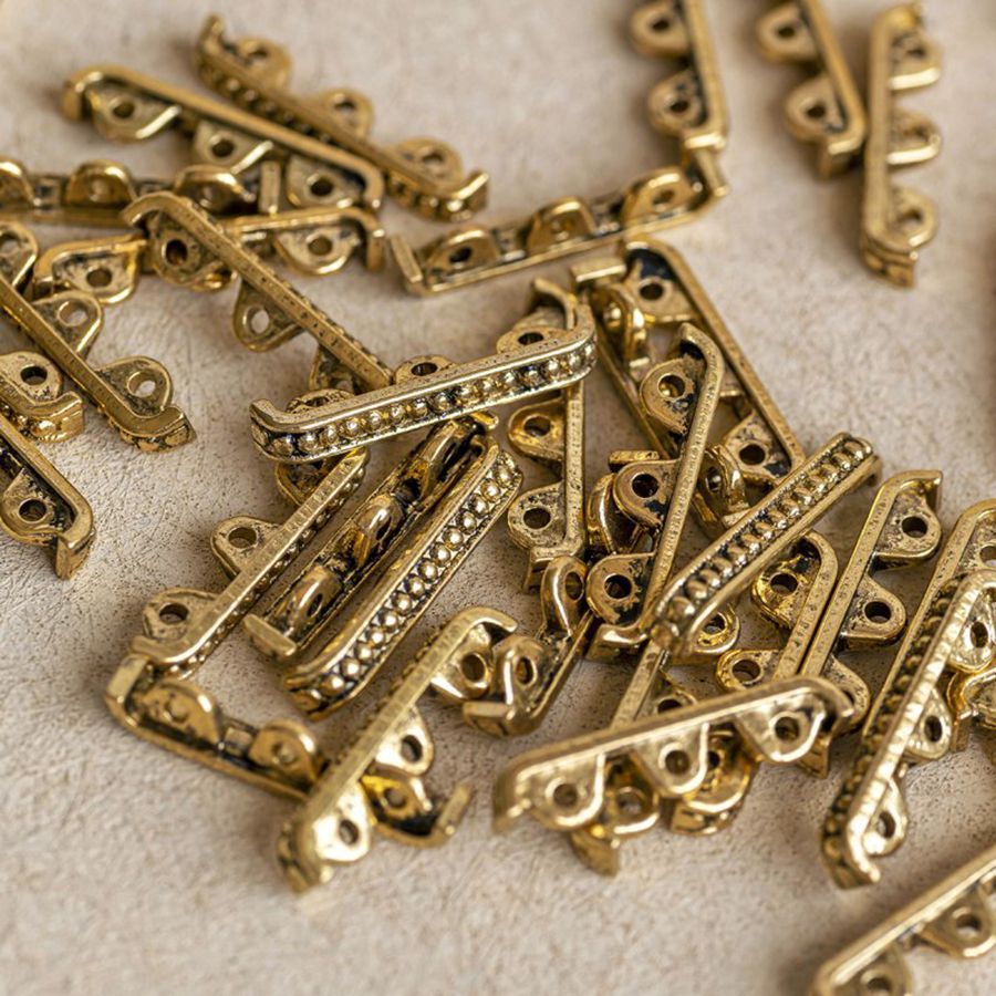 разделитель тройной "планка", цвет античное золото, 24x4x6 мм