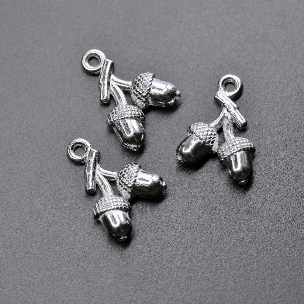 подвеска металлическая "желуди", цвет платина, 17x12x4 мм