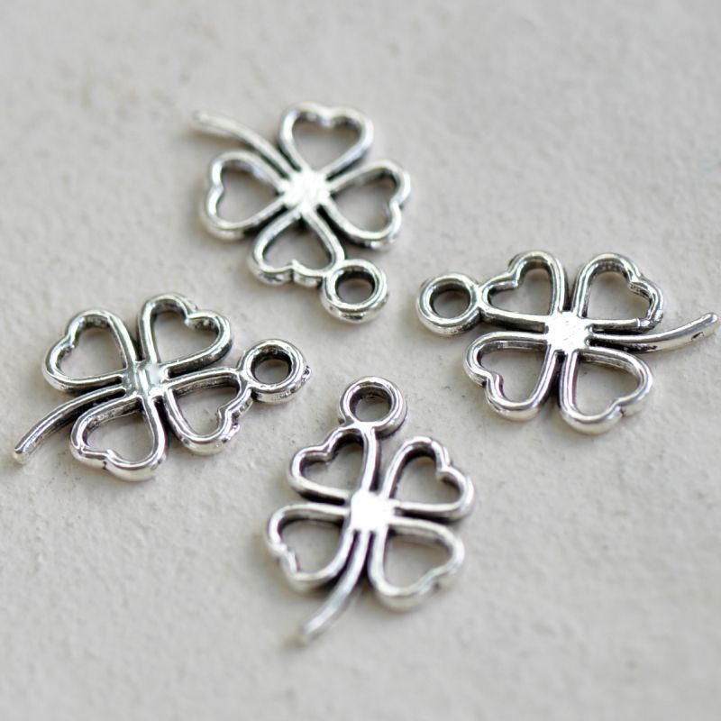 подвеска металлическая "клевер", цвет античное серебро, 17x11x1.5 мм