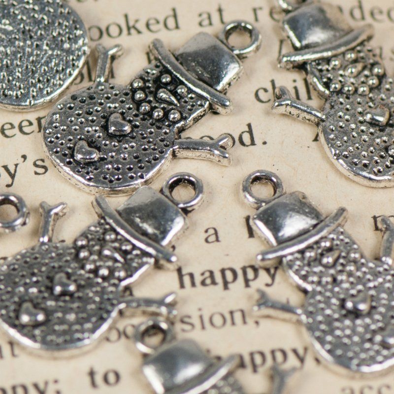 подвеска металлическая "снеговичок", цвет античное серебро, 20х15х1,5 мм