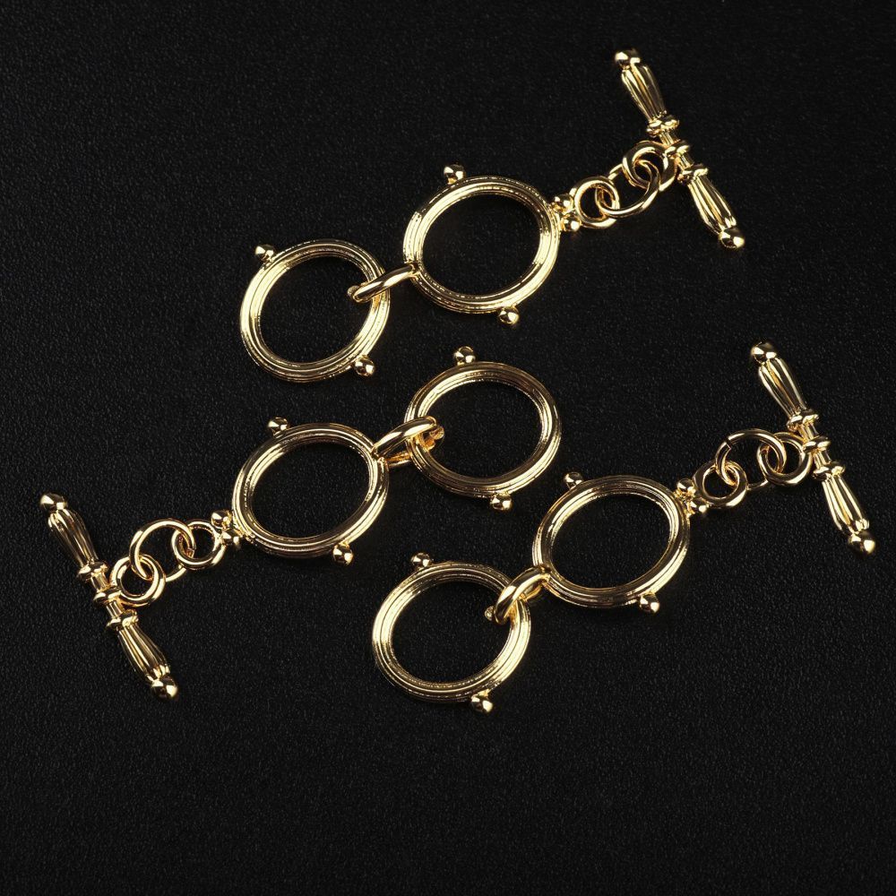 застежка-тоггл "дуо", позолота, 29.5x12 мм