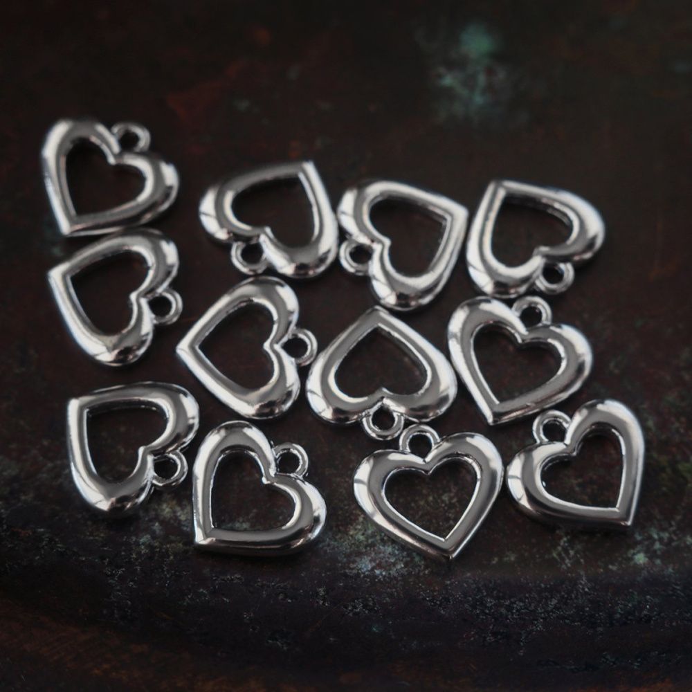 подвеска металл "сердце", цвет платина, 11x11.5x2 мм