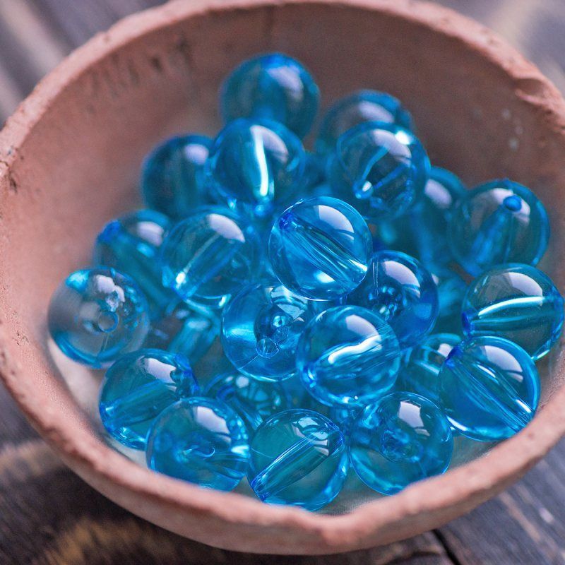 бусина, акрил 16, цвет голубой, 16.5x15.5 мм