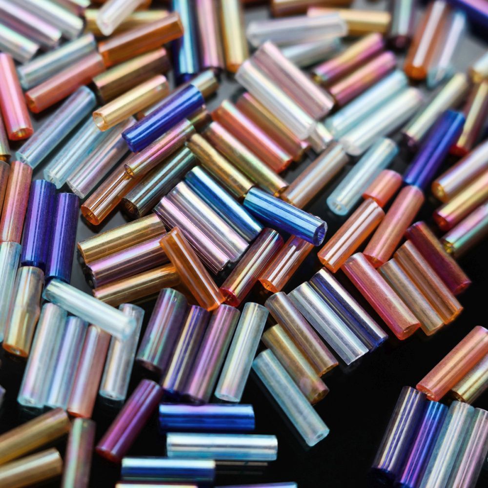 бисер "радуга", стеклярус, цветовой микс прозрачный ав (уп 7 г)