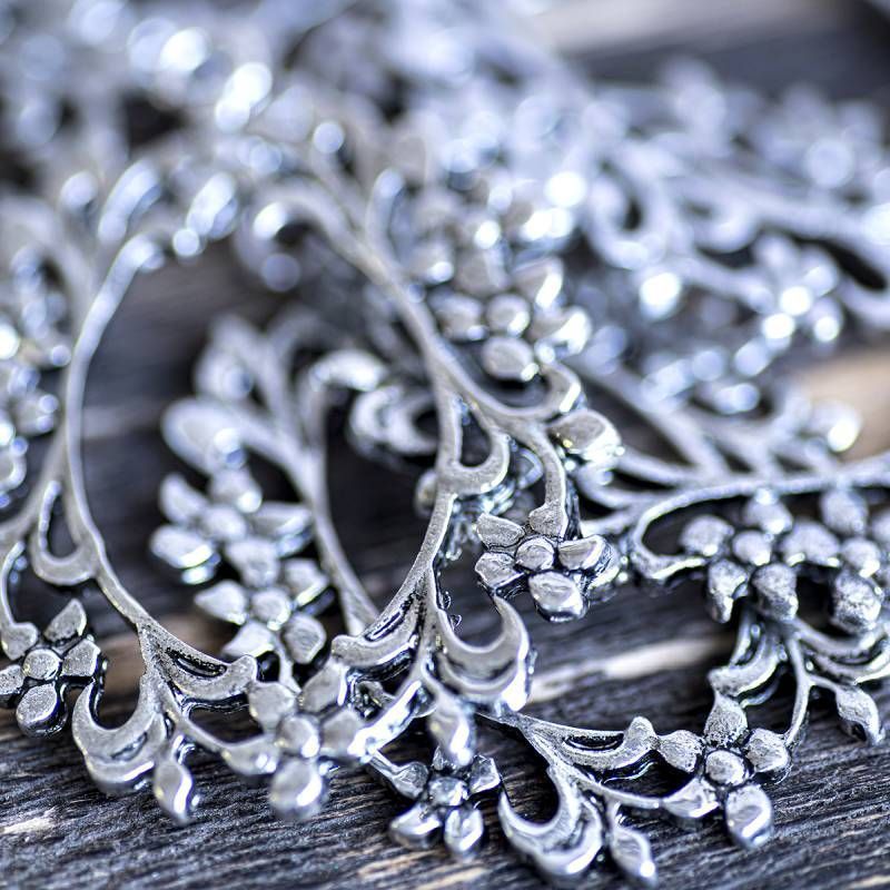 подвеска металлическая "венок", цвет античное серебро, 44x34x1.5 мм