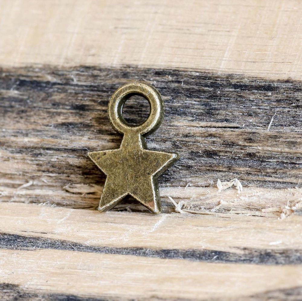 подвеска металлическая "звездочка", цвет античная бронза, 10x8x1 мм
