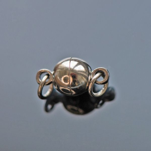 Замочки застежка магнитная "шарик", с колечками, покрытие платина, 11.5x6 мм