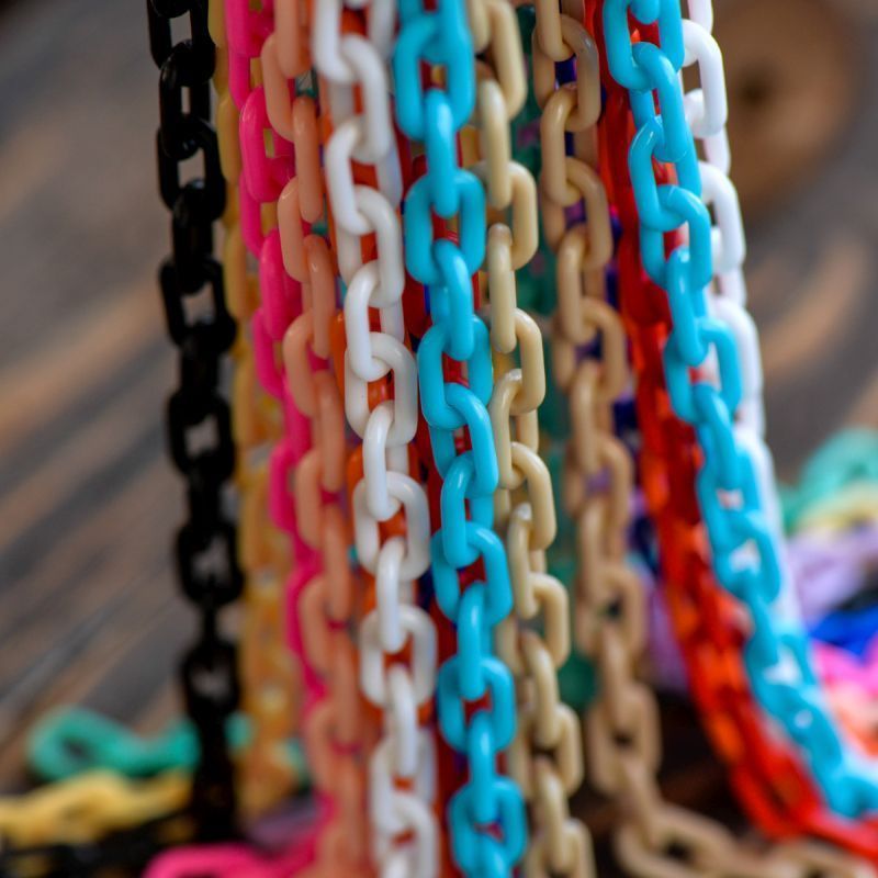 цепочка "лайн", пластик, цветовой микс, звено 14x8x2 мм, 38 см