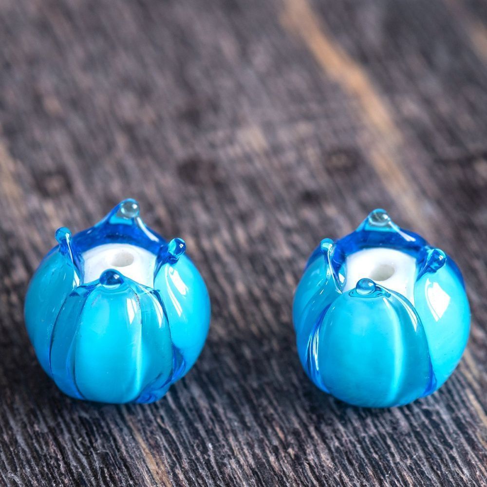 бусина, мурано "бутончик", голубой, 13х12 мм