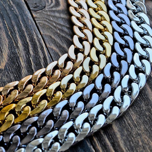 цепочка "гулливер", пластик, цветовой микс, звено 30x21x6 мм, 1 м