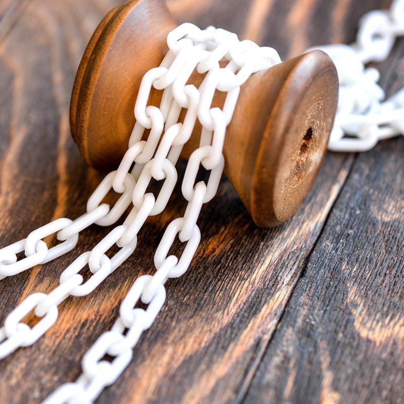 цепочка "лайн", пластик, цвет белый, звено 14x8x2 мм, 38 см