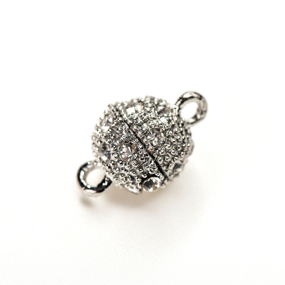 застежка магнитная "шарик-стар", стразы, покрытие платиной, 16x10 мм