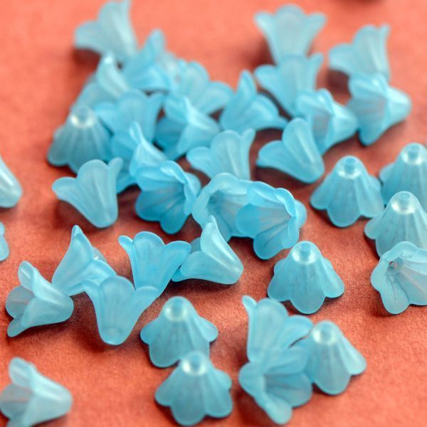 бусина, акрил "колокольчик", матовая, цвет светло-бирюзовый, 14x10 мм