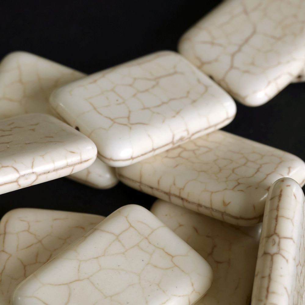 бусина говлит синтетический прямоугольный, цвет айвори, 35x25x7 мм