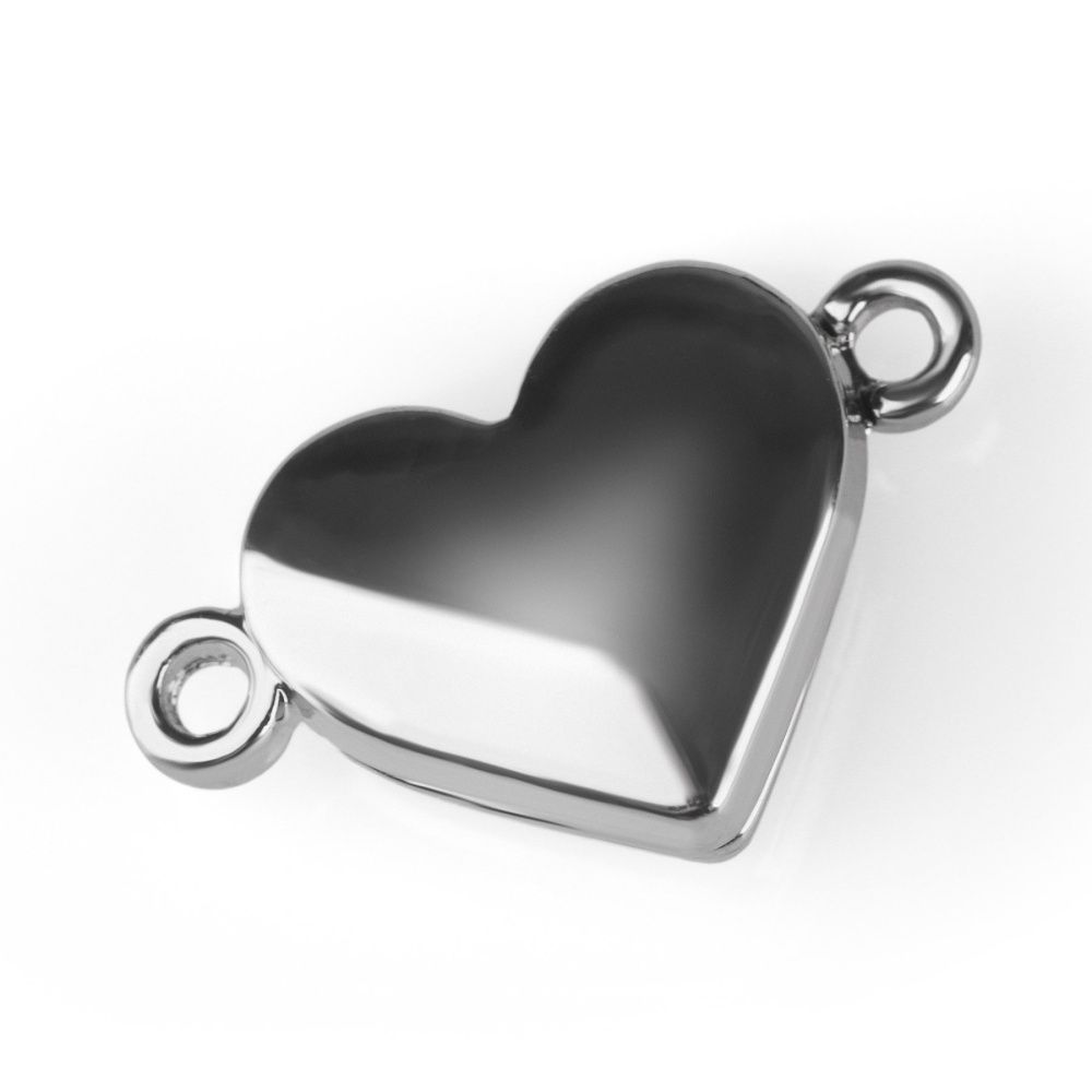 застежка магнитная "сердечко", покрытие платина, 11x18.5x5 мм