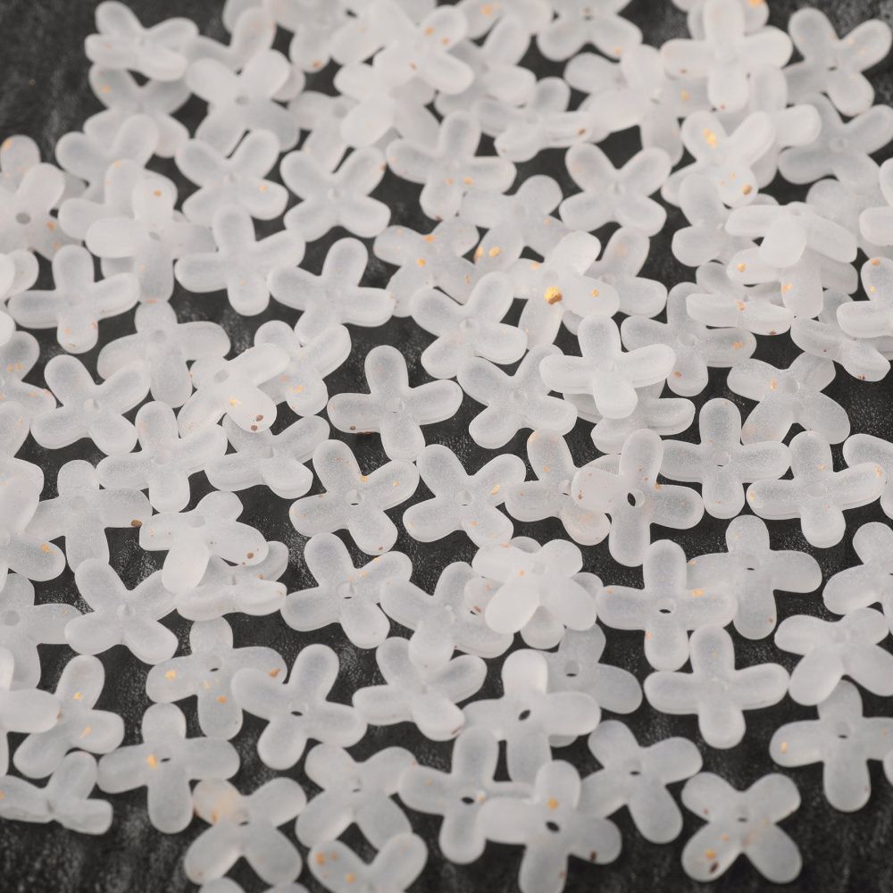 бусина, акрил "клематис", матовая, цвет белый, 11.5x11.5x3 мм