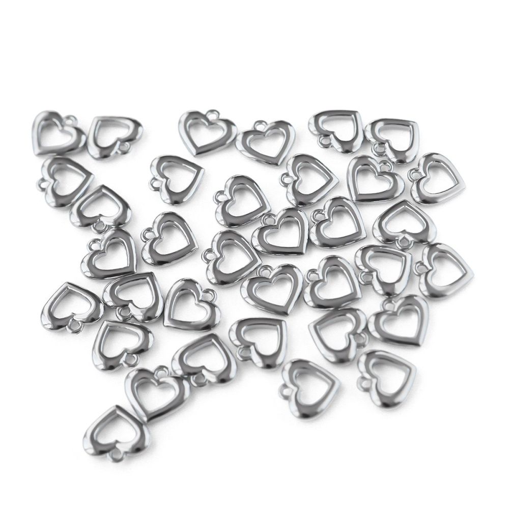 подвеска металл "сердце", цвет платина, 11x11.5x2 мм