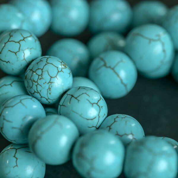 бусина говлит (хаулит), цвет античный голубой, 12 мм (стренд 8 шт.)