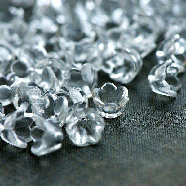 бусина, акрил "ландыш", цвет прозрачный, 10х6 мм