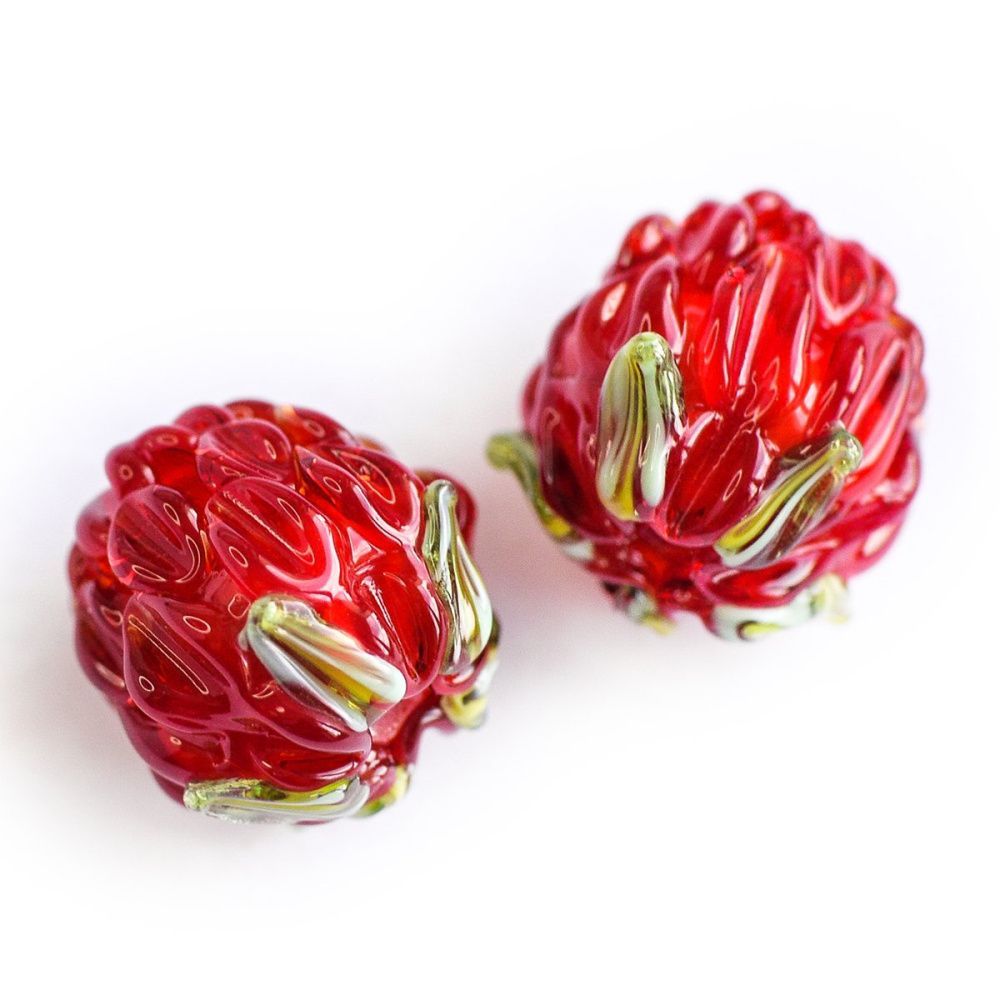 бусина, мурано "малинка", красный, 15х12 мм