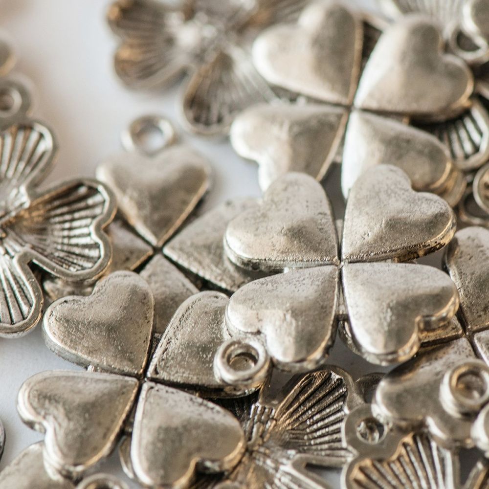 подвеска металлическая "клевер", цвет античное серебро, 21х17.5 мм