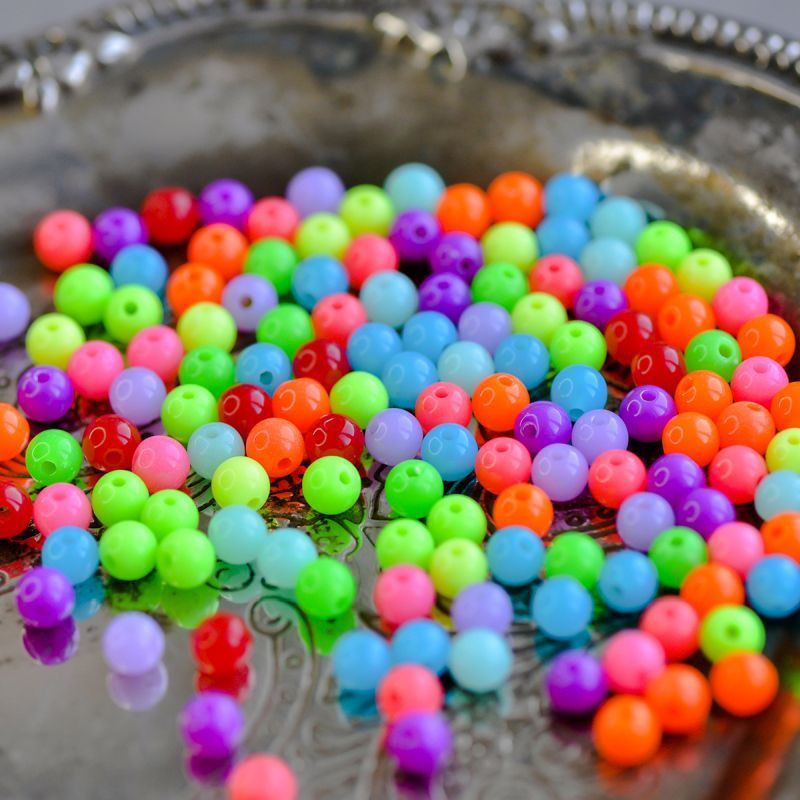 бусина, акрил "неон", цветовой микс, 6 мм