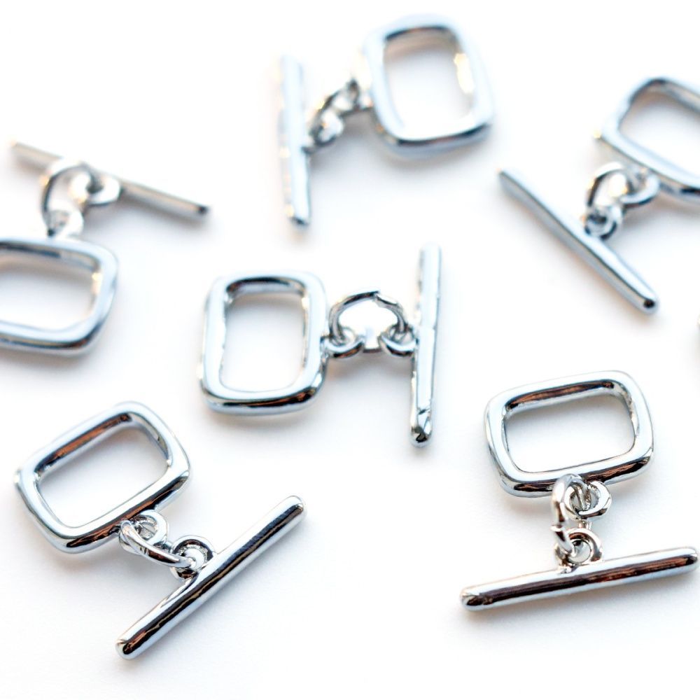 застежка-тоггл "квадро", покрытие платина, 11x10.5x1.5 мм