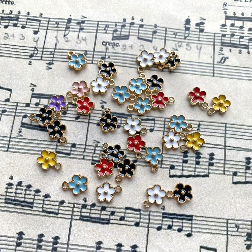 подвеска металлическая "незабудка", эмаль, цветовой микс, 10x8x2.5 мм