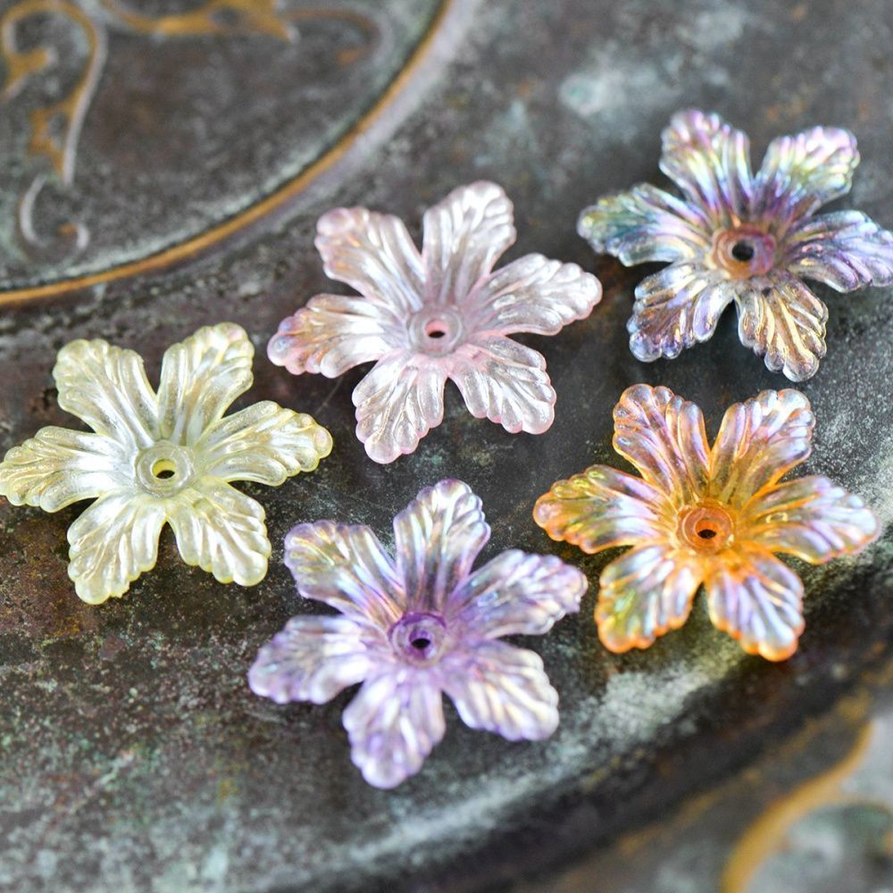 бусина, акрил "лилейник", цветовой микс радужный, 28x25x5 мм