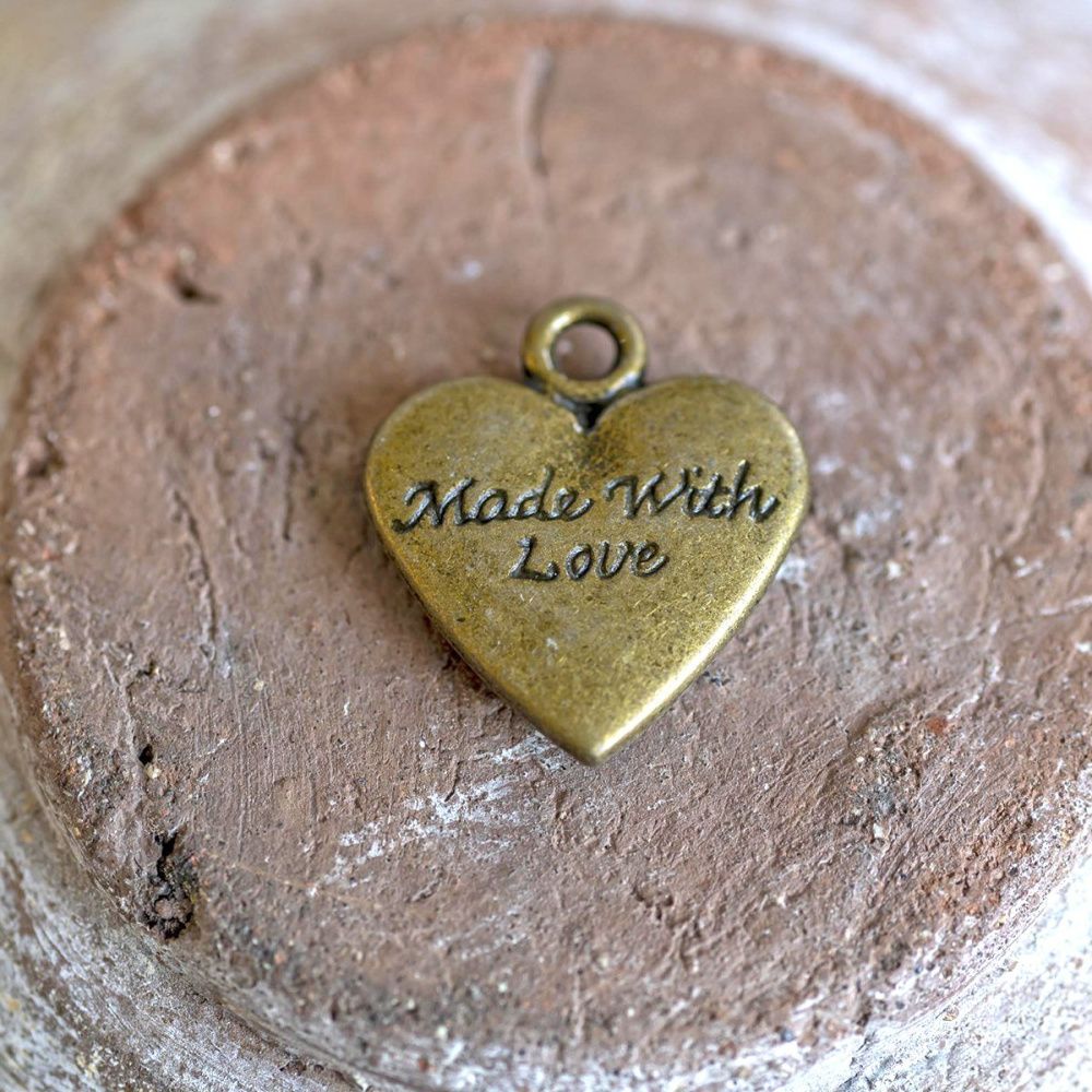 подвеска металлическая "сердце", цвет бронза, 20х17.5х3 мм