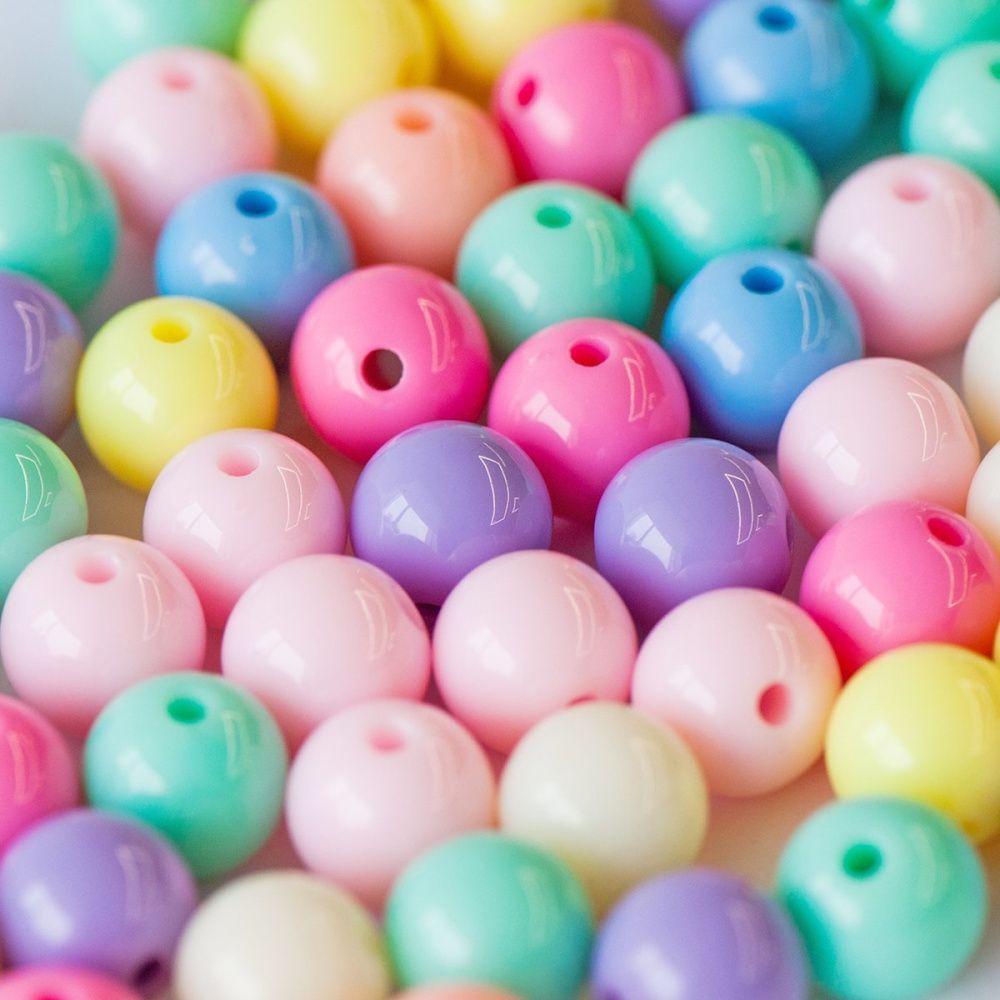 бусина, акрил "пастель", цветовой микс, 12 мм