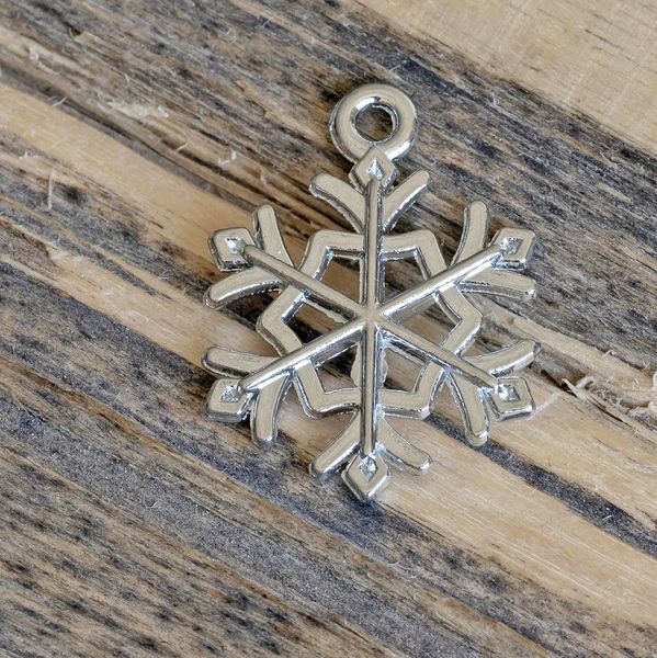 подвеска металлическая "снежинка новогодняя", цвет платина, 21x16x2 мм