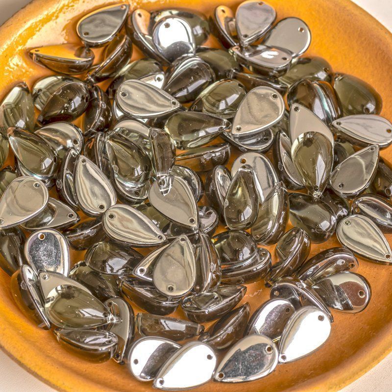 стразы пришивные "капля", акрил, цвет платина, 15х9х6 мм