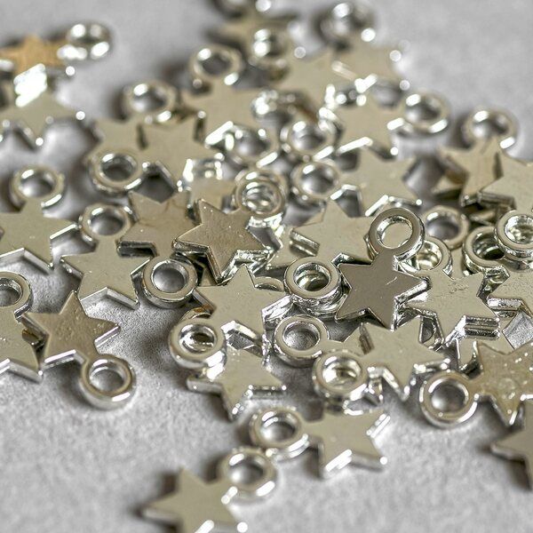 подвеска металлическая "звездочка", цвет платина, 10x8x1 мм