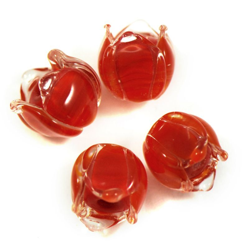 бусина, мурано "ландыш", красный, 7х7 мм