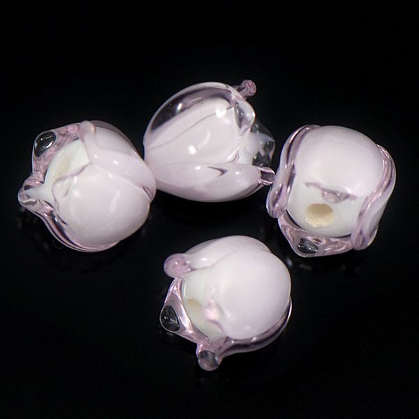 бусина, мурано "ландыш", розовый, 7х7 мм