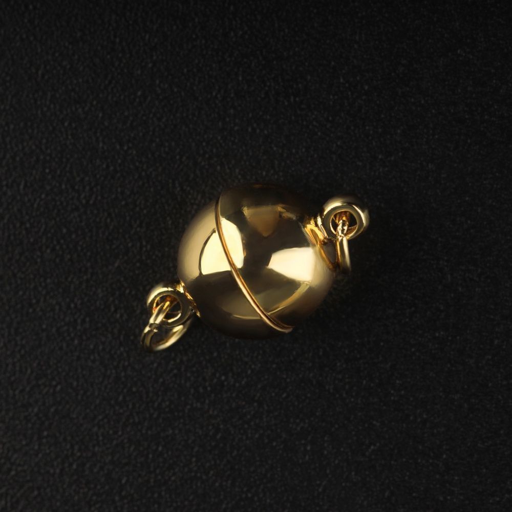 застежка магнитная "шарик", с колечками,  позолота, 15.5x10 мм