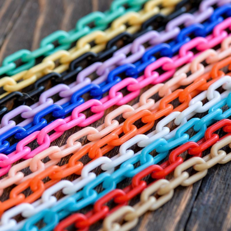 цепочка "лайн", пластик, цветовой микс, звено 14x8x2 мм, 38 см